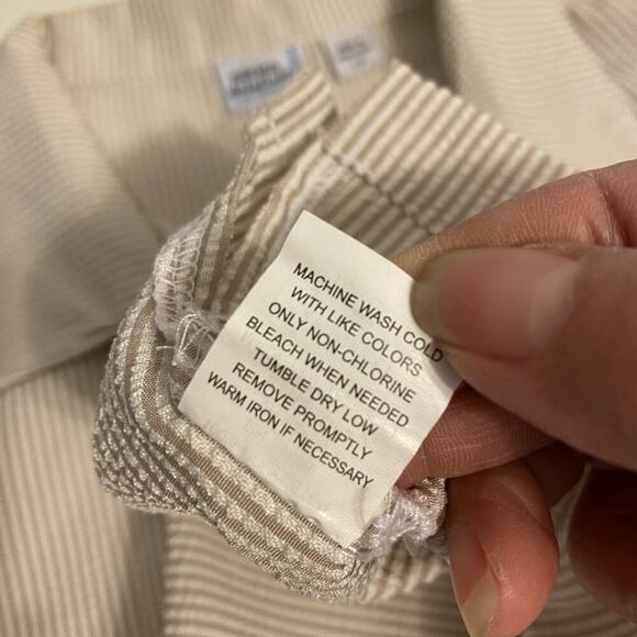 HABAND 2Piece Travel Lounge Set Top Pullon Capri LP Vintage Ivory Olive Striped - Picture 6 of 11